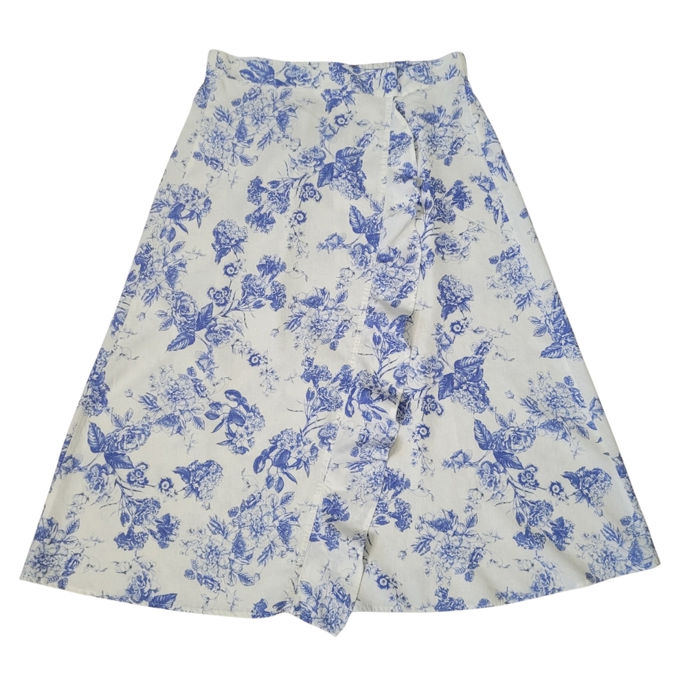 Land'n Sea woman's Linen white and blue midi skirt size M